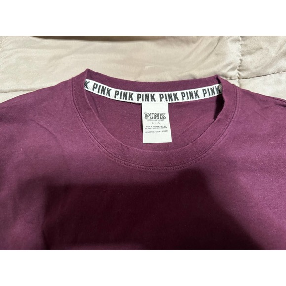 PINK Burgundy long sleeve shirt size Large - Picture 3 of 4